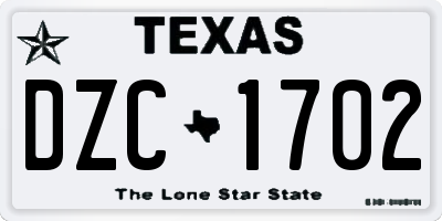 TX license plate DZC1702