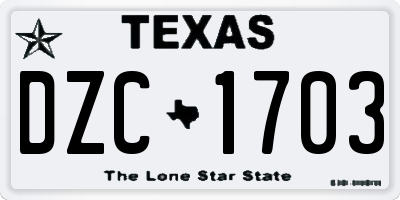 TX license plate DZC1703