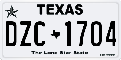 TX license plate DZC1704