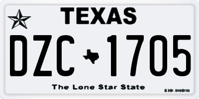 TX license plate DZC1705