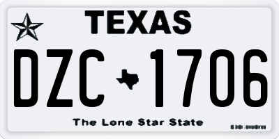 TX license plate DZC1706