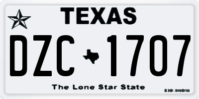 TX license plate DZC1707