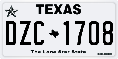 TX license plate DZC1708