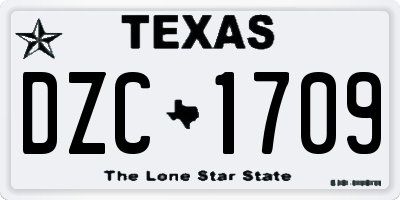 TX license plate DZC1709
