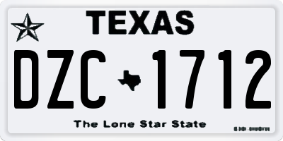 TX license plate DZC1712