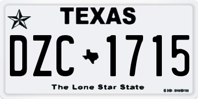 TX license plate DZC1715