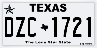 TX license plate DZC1721