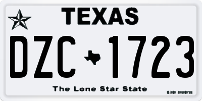 TX license plate DZC1723