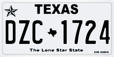 TX license plate DZC1724