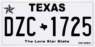 TX license plate DZC1725
