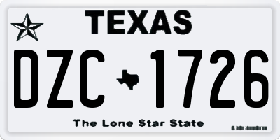 TX license plate DZC1726
