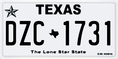 TX license plate DZC1731