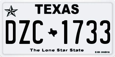 TX license plate DZC1733