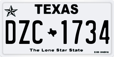 TX license plate DZC1734