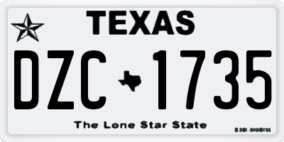 TX license plate DZC1735