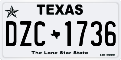 TX license plate DZC1736
