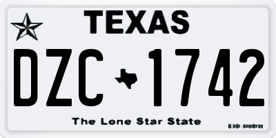 TX license plate DZC1742
