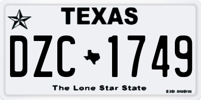 TX license plate DZC1749