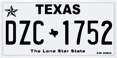 TX license plate DZC1752