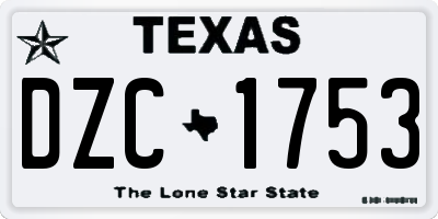 TX license plate DZC1753