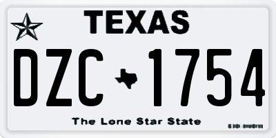 TX license plate DZC1754