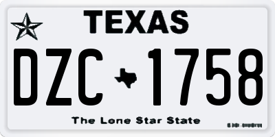TX license plate DZC1758
