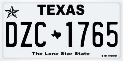 TX license plate DZC1765