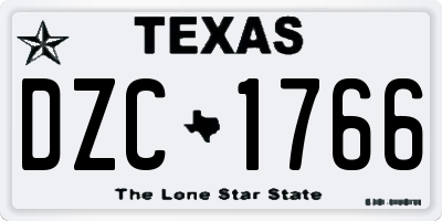 TX license plate DZC1766