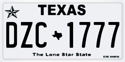TX license plate DZC1777