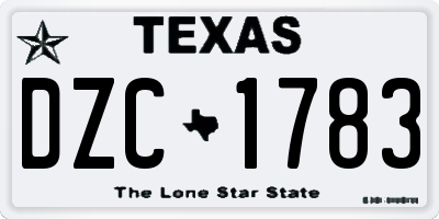 TX license plate DZC1783