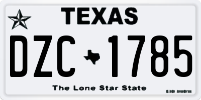TX license plate DZC1785
