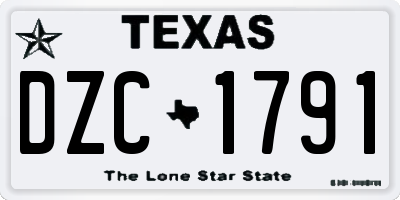 TX license plate DZC1791