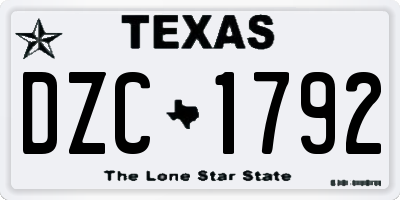TX license plate DZC1792