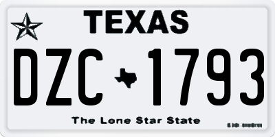 TX license plate DZC1793