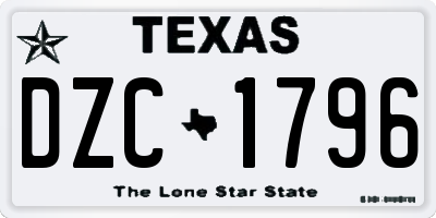 TX license plate DZC1796