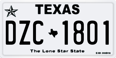 TX license plate DZC1801