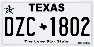 TX license plate DZC1802