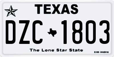 TX license plate DZC1803