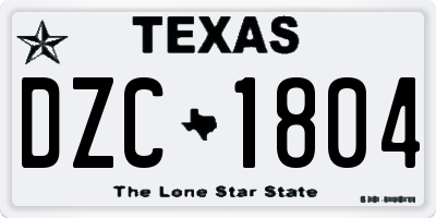 TX license plate DZC1804