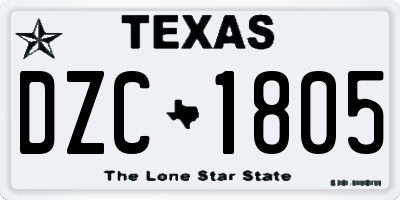 TX license plate DZC1805