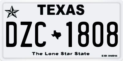 TX license plate DZC1808