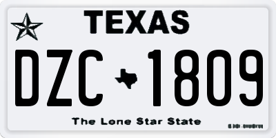 TX license plate DZC1809