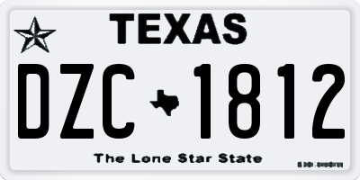 TX license plate DZC1812