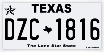 TX license plate DZC1816