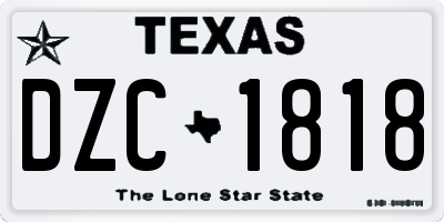 TX license plate DZC1818