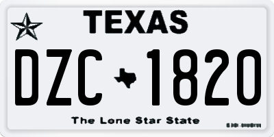 TX license plate DZC1820