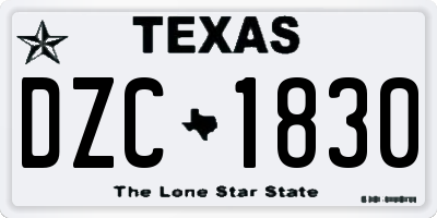 TX license plate DZC1830