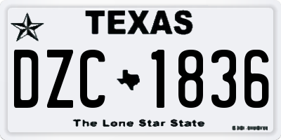 TX license plate DZC1836