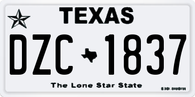 TX license plate DZC1837