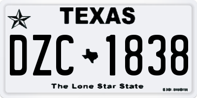 TX license plate DZC1838